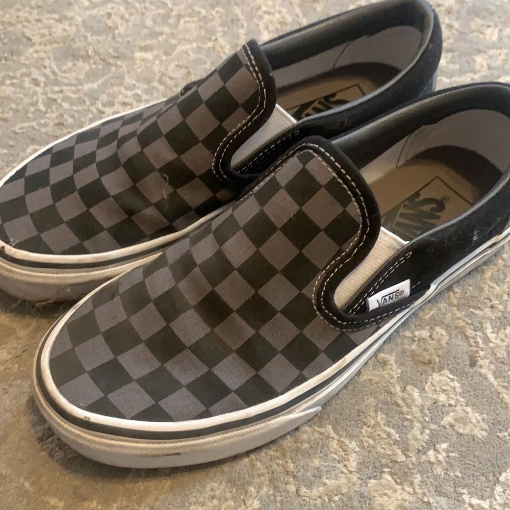 Black and Gray Vans Slip-on